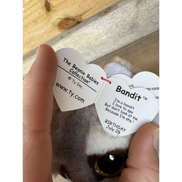 Super Cute! Ty‎ Beanie Baby Bandit The Raccoon 6" - Picture 7 of 11